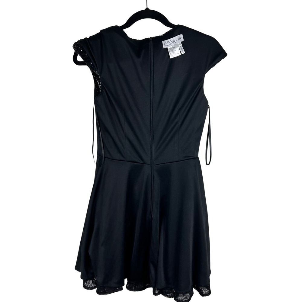Ieena for Mac Duggal Sequin Mini Dress Deep V Black 26306 Size 2 - Picture 10 of 16